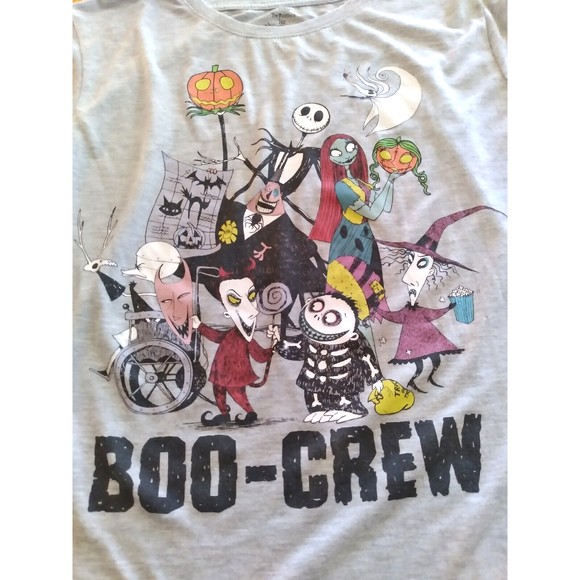 Tim Burton Nightmare Before Christmas Boo Crew Gray Shirt Top Tee Jr. XXL 19 VGC - Picture 1 of 8